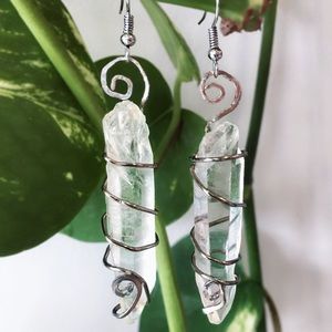 Witchy Quartz Point Wire Wrapped Earrings